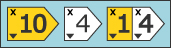 Three place value cards marked 10, 4 and 14