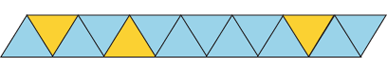 A shape divided into 14 equal parts. Three parts are currently shaded.