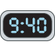 A digital clock showing nine forty as the time.