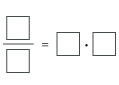 An equation which consists of empty boxes for the user to fill in. It is a fraction, which equals blank point blank.