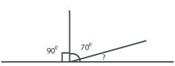 180 degrees split into three: 90 degrees, 70 degrees and a question mark.