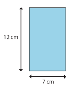 A rectangle measuring 12 centimetres by seven centimetres.