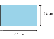 A rectangle measuring two point eight centimetres by six point one centimetres.