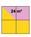 A square split into four equal sections with one and a half of the sections coloured in pink