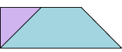 A blue trapezium with a small area shaded in purple