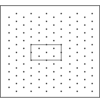 Rectangle with smaller rectangle sitting inside with a number of spots